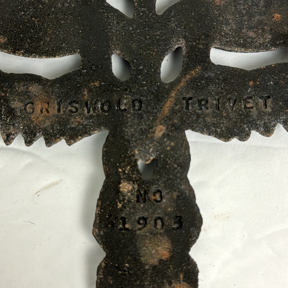 Vtg Griswold Grain Tassel Cast Iron Trivet #1903 broomstick primitive rustic USA - Picture 8 of 9